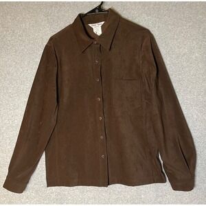 Sharon Young Shirt Womens 14‎ Chocolate Brown Button Up Western Heavy Thick